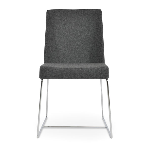 Soho Concept Prisma Sled Wire Dining Chair In Camira Blazer Wool Fabric - Chrome Finish With 10-year Guarantee Chrome,Dark Grey  Soho-concept-dining-chair-05718