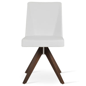 Soho Concept Prisma Pyramid Swivel Dining Chair - Elegant Leatherette Or Wool, Custom Wood Finish, 300 Lbs Capacity Walnut,White  Soho-concept-dining-chair-05701