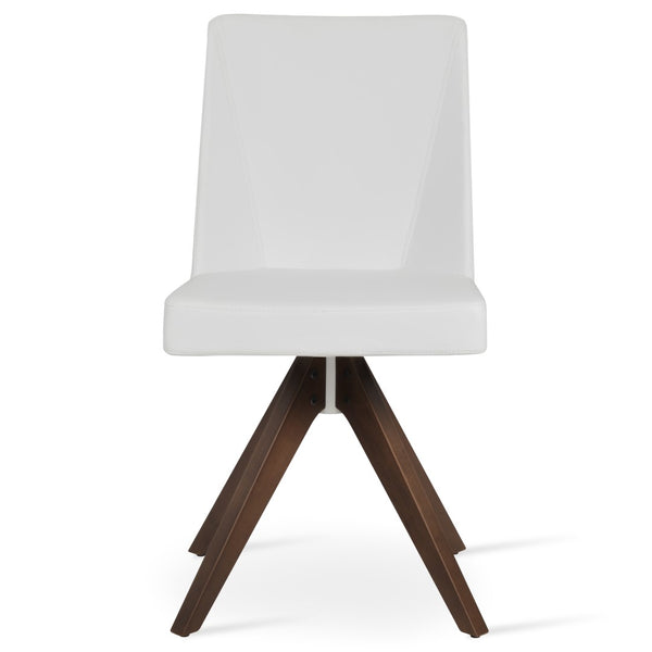 Soho Concept Prisma Pyramid Swivel Dining Chair - Elegant Leatherette Or Wool, Custom Wood Finish, 300 Lbs Capacity Walnut,White  Soho-concept-dining-chair-05701