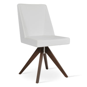 Soho Concept Prisma Pyramid Swivel Dining Chair - Elegant Leatherette Or Wool, Custom Wood Finish, 300 Lbs Capacity Walnut,White  Soho-concept-dining-chair-05701