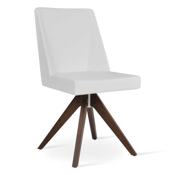 Soho Concept Prisma Pyramid Swivel Dining Chair - Elegant Leatherette Or Wool, Custom Wood Finish, 300 Lbs Capacity Walnut,White  Soho-concept-dining-chair-05701