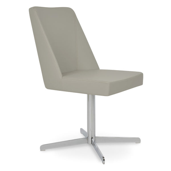 Soho Concept Prisma Stylish 4 Star Swivel Dining Chair In Soft Black Leatherette - Modern Comfort & Elegance Chrome,Light Grey  Soho-concept-dining-chair-05698