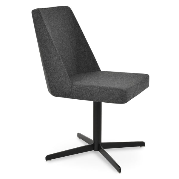 Soho Concept Prisma 4 Star Swivel Dining Chair In Camira Blazer Wool Fabric - 10-year Guarantee, Chrome Finish Black,Dark Grey  Soho-concept-dining-chair-05697