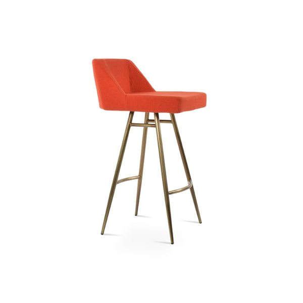 Soho Concept Prisma Galata Barstools & Counterstools - Stylish Boucle Fabric, Chrome Finish, 10-year Guarantee! Brass,Orange Steel Tubular Legs Soho-concept-dining-chair-09771