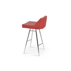 Soho Concept Prisma Galata Stylish Barstools & Counterstools - Soft Leatherette, Brass Finish, Durable Design Chrome,Red Steel Tubular Legs Soho-concept-dining-chair-09769