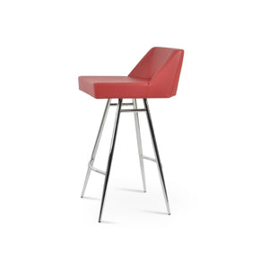 Soho Concept Prisma Galata Stylish Barstools & Counterstools - Soft Leatherette, Brass Finish, Durable Design Chrome,Red Steel Tubular Legs Soho-concept-dining-chair-07148