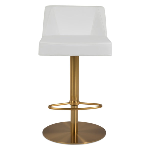 Soho Concept Prisma Adjustable Barstools & Counterstools In Soft Black Leatherette With Gold Metal Base, 300 Lbs Brass,White  Soho-concept-dining-chair-09772