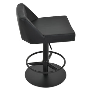 Soho Concept Prisma Adjustable Piston Stool With Full Footrest - Soft Leatherette, Stylish Steel Finish, Grey Black  Soho-concept-dining-chair-07153