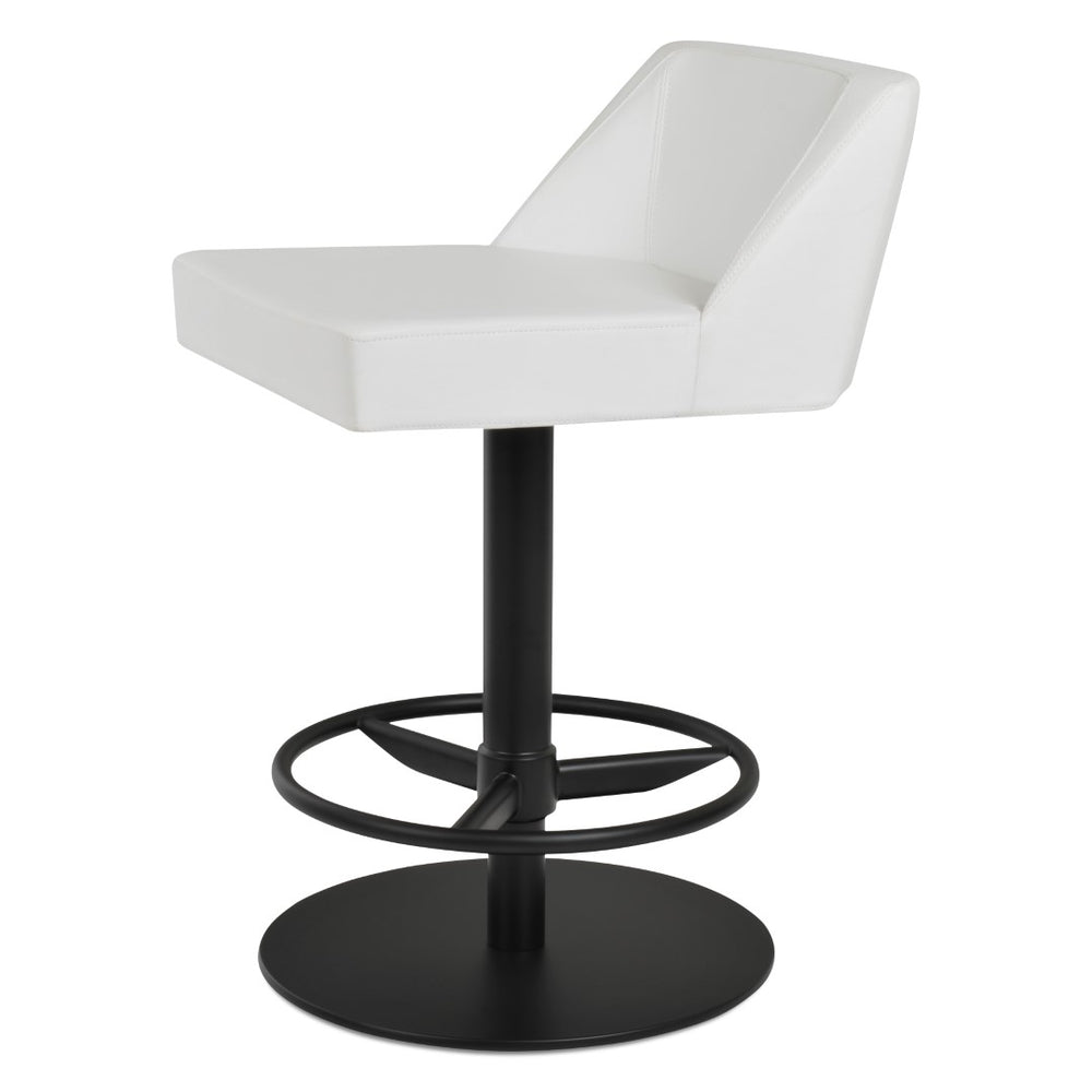 Soho Concept Prisma Adjustable Piston Stool With Full Footrest - Soft Leatherette, Stylish Steel Finish, Grey White  Soho-concept-dining-chair-07143