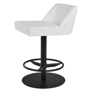 Soho Concept Prisma Adjustable Piston Stool With Full Footrest - Soft Leatherette, Stylish Steel Finish, Grey Black,White  Soho-concept-dining-chair-07152