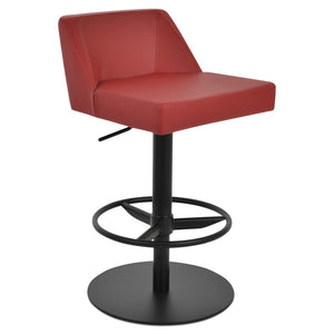 Soho Concept Prisma Adjustable Piston Stool With Full Footrest - Soft Leatherette, Stylish Steel Finish, Grey Black,Red  Soho-concept-dining-chair-09776
