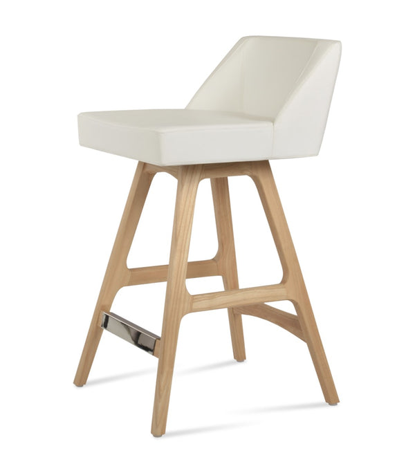 Soho Concept Prisma Stylish Barstools & Counterstools With Soft Leatherette, Solid Wood Base, 350 Lb Capacity Natural,White  Soho-concept-dining-chair-09781