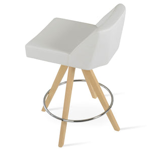 Soho Concept Prisma Stylish Swivel Barstools & Counterstools - Soft Leatherette, Walnut Base, Modern Design Natural,White  Soho-concept-dining-chair-07160
