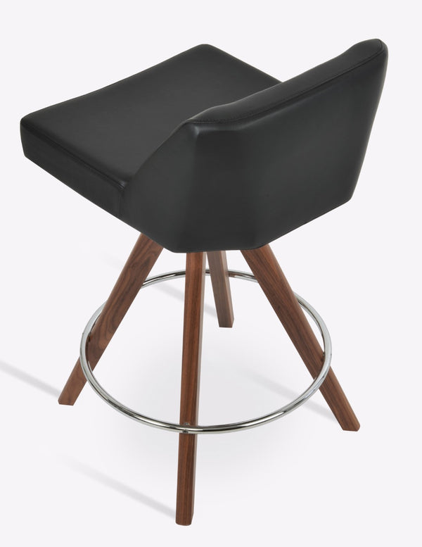 Soho Concept Prisma Pyramid-mw Swivel Barstools & Counterstools - Soft Leatherette, Stylish Walnut Finish & Chrome Black  Soho-concept-dining-chair-09786