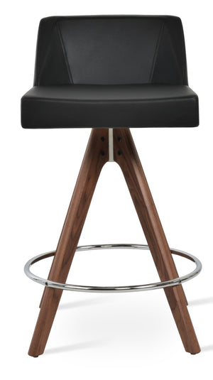 Soho Concept Prisma Pyramid-mw Swivel Barstools & Counterstools - Soft Leatherette, Stylish Walnut Finish & Chrome Black  Soho-concept-dining-chair-07156