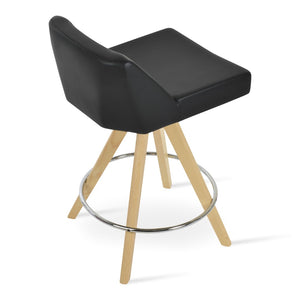 Soho Concept Prisma Stylish Swivel Barstools & Counterstools - Soft Leatherette, Walnut Base, Modern Design Natural,Ash,Black  Soho-concept-dining-chair-09789
