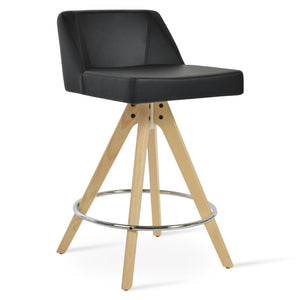 Soho Concept Prisma Pyramid Swivel Barstools & Counterstools - Stylish Leatherette, Solid Wood Base Options! Natural,Ash,Black  Soho-concept-dining-chair-07158