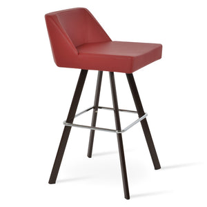 Soho Concept Prisma Sword Barstools & Counterstools - Soft Leatherette, Walnut Base, Memory Swivel, Elegant Design Walnut,Red  Soho-concept-dining-chair-09797