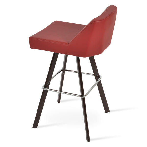 Soho Concept Prisma Sword Barstools & Counterstools - Soft Leatherette, Walnut Base, Memory Swivel, Elegant Design Walnut,Red  Soho-concept-dining-chair-07163