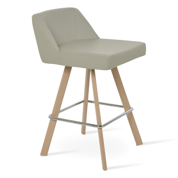 Soho Concept Prisma Sword Barstools & Counterstools - Soft Leatherette, Walnut Base, Memory Swivel, Elegant Design Natural,Light Grey  Soho-concept-dining-chair-09796