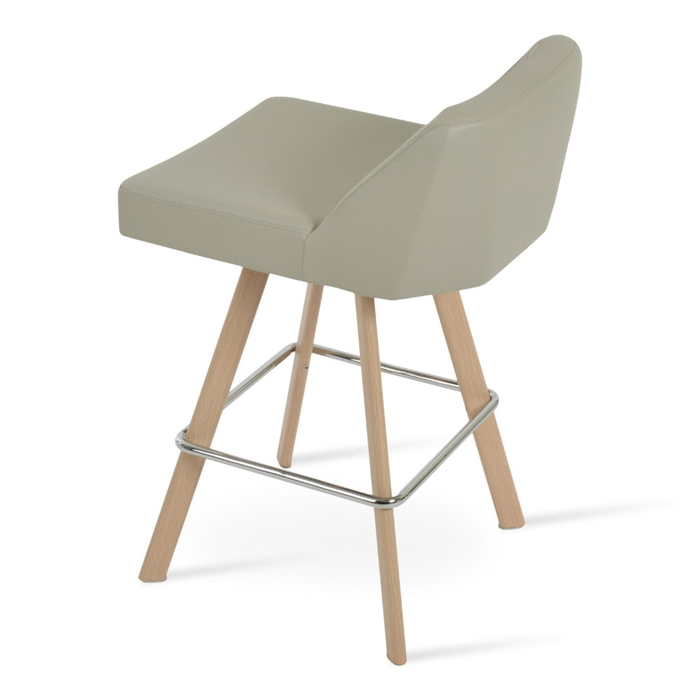 Soho Concept Prisma Sword Barstools & Counterstools - Soft Leatherette, Walnut Base, Memory Swivel, Elegant Design Walnut,White  Soho-concept-dining-chair-09744