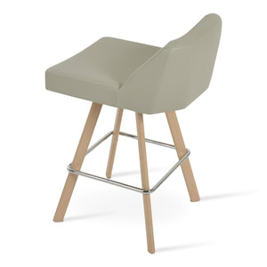 Soho Concept Prisma Sword Barstools & Counterstools - Soft Leatherette, Walnut Base, Memory Swivel, Elegant Design Natural,Light Grey  Soho-concept-dining-chair-07162