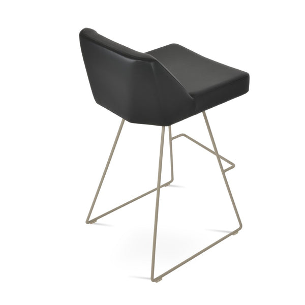Soho Concept Prisma Stylish Wire Barstools & Counterstools In Soft Black Leatherette - Custom Finish Options! Black  Soho-concept-dining-chair-09799