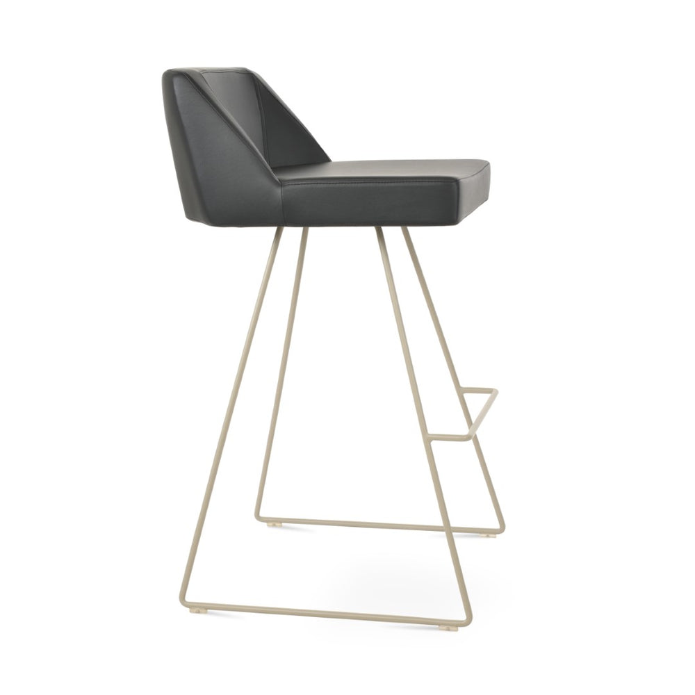Soho Concept Prisma Stylish Wire Barstools & Counterstools In Soft Black Leatherette - Custom Finish Options! Black  Soho-concept-dining-chair-07164