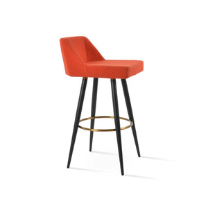 Soho Concept Brushed Stainless Steel Barstools & Counterstools – Premium Camira Boucle & Leather Upholstery Orange  Soho-concept-dining-chair-07131