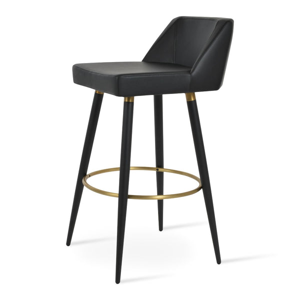 Soho Concept Prisma Galata Stylish Barstools & Counterstools - Soft Leatherette, Brass Finish, Durable Design Black,Gold Steel Tubular Legs Soho-concept-dining-chair-09727