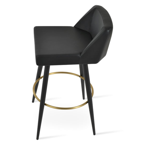 Soho Concept Prisma Adjustable Barstools & Counterstools In Soft Black Leatherette With Gold Metal Base, 300 Lbs Black,Gold  Soho-concept-dining-chair-07129