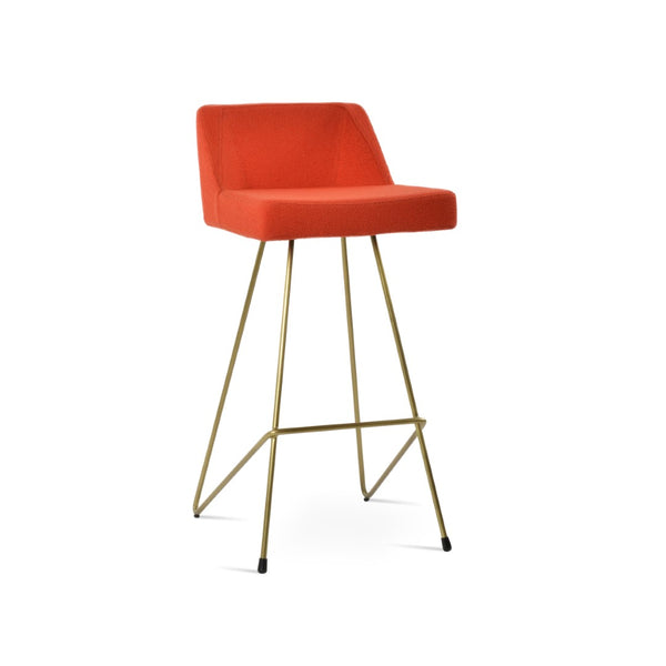 Soho Concept Prisma Wire Barstools & Counterstools - Stylish Leatherette, Modern Design, 10-year Guarantee, 350 Lbs Capacity Brass,Orange  Soho-concept-dining-chair-07132