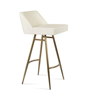 Soho Concept Prisma Galata Stylish Barstools & Counterstools - Soft Leatherette, Brass Finish, Durable Design Brass,White Steel Tubular Legs Soho-concept-dining-chair-09734