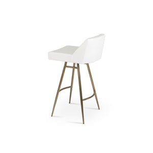 Soho Concept Prisma Galata Stylish Barstools & Counterstools - Soft Leatherette, Brass Finish, Durable Design Brass,White Steel Tubular Legs Soho-concept-dining-chair-07133