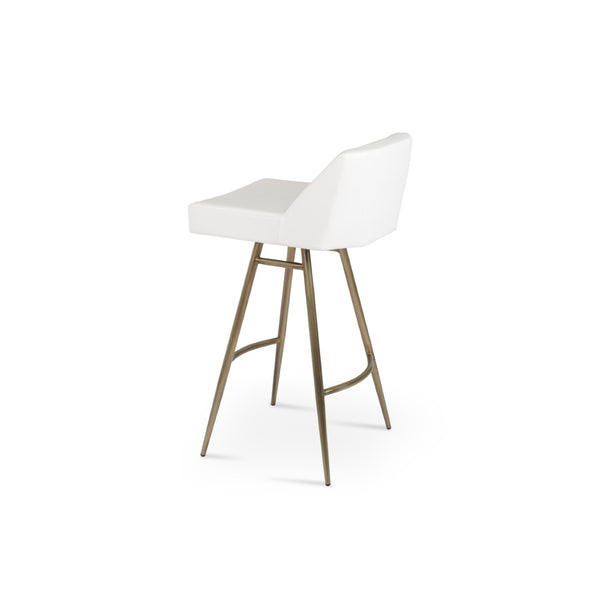 Soho Concept Prisma Galata Stylish Barstools & Counterstools - Soft Leatherette, Brass Finish, Durable Design Brass,White Steel Tubular Legs Soho-concept-dining-chair-07133
