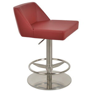 Soho Concept Prisma Adjustable Piston Stool With Full Footrest - Soft Leatherette, Stylish Steel Finish, Grey Red  Soho-concept-dining-chair-09735