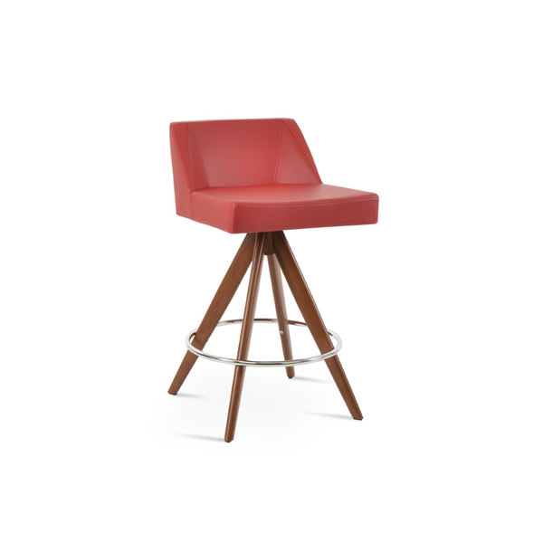Soho Concept Prisma Pyramid-mw Swivel Barstools & Counterstools - Soft Leatherette, Stylish Walnut Finish & Chrome Walnut,Red  Soho-concept-dining-chair-09741
