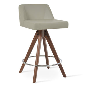 Soho Concept Prisma Stylish Swivel Barstools & Counterstools - Soft Leatherette, Walnut Base, Modern Design Walnut,Light Grey  Soho-concept-dining-chair-07136