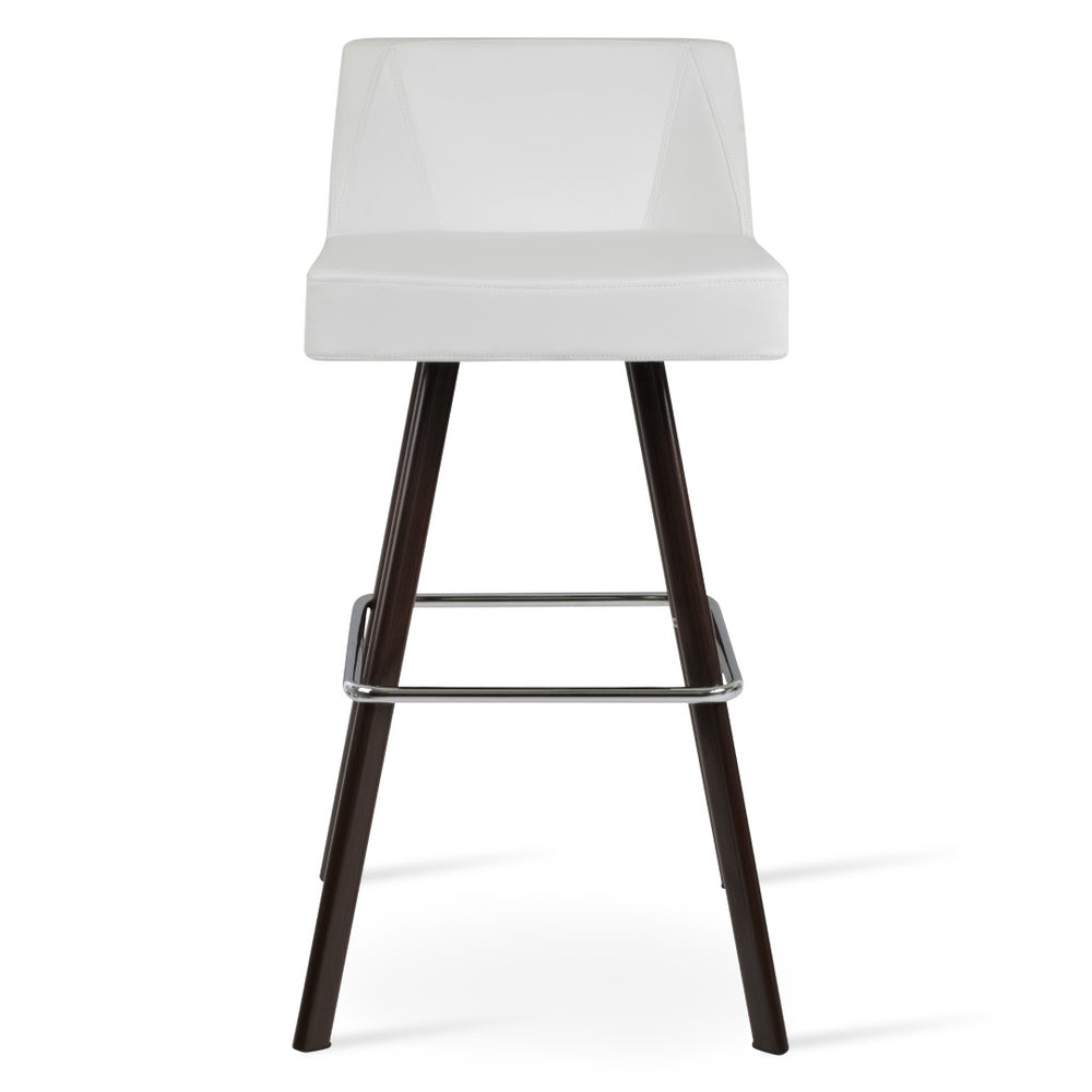 Soho Concept Prisma Sword Barstools & Counterstools - Soft Leatherette, Walnut Base, Memory Swivel, Elegant Design Walnut,White  Soho-concept-dining-chair-09744