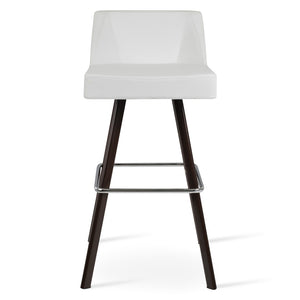 Soho Concept Prisma Sword Barstools & Counterstools - Soft Leatherette, Walnut Base, Memory Swivel, Elegant Design Walnut,White  Soho-concept-dining-chair-09744