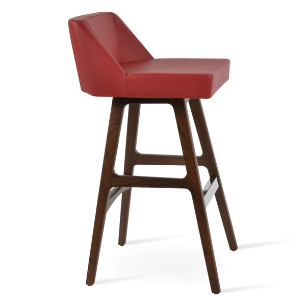 Soho Concept Prisma Solid Wood Barstools & Counterstools - Soft Leatherette Seats, Stylish Walnut Finish, Durable Design Walnut,Red  Soho-concept-dining-chair-09726