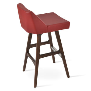 Soho Concept Prisma Stylish Barstools & Counterstools With Soft Leatherette, Solid Wood Base, 350 Lb Capacity Walnut,Red  Soho-concept-dining-chair-07128