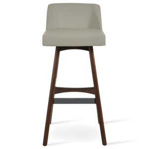 Soho Concept Prisma Solid Wood Barstools & Counterstools - Soft Leatherette Seats, Stylish Walnut Finish, Durable Design Walnut,Light Grey  Soho-concept-dining-chair-09724