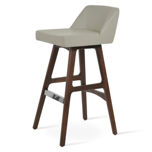 Soho Concept Prisma Solid Wood Barstools & Counterstools - Soft Leatherette Seats, Stylish Walnut Finish, Durable Design Walnut,Light Grey  Soho-concept-dining-chair-07126