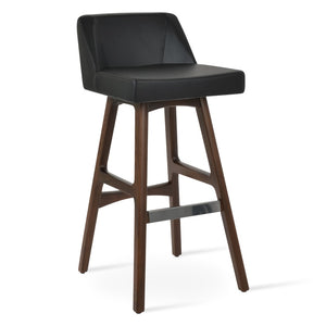 Soho Concept Prisma Solid Wood Barstools & Counterstools - Soft Leatherette Seats, Stylish Walnut Finish, Durable Design Walnut,Black  Soho-concept-dining-chair-09723