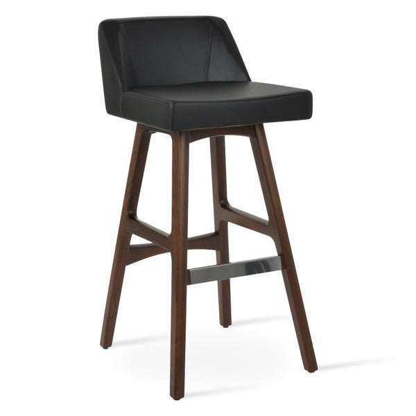 Soho Concept Prisma Solid Wood Barstools & Counterstools - Soft Leatherette Seats, Stylish Walnut Finish, Durable Design Walnut,Black  Soho-concept-dining-chair-09723