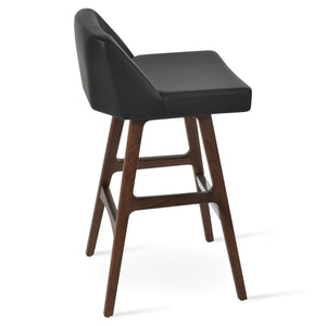 Soho Concept Prisma Solid Wood Barstools & Counterstools - Soft Leatherette Seats, Stylish Walnut Finish, Durable Design Walnut,Black  Soho-concept-dining-chair-07125