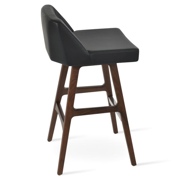 Soho Concept Prisma Solid Wood Barstools & Counterstools - Soft Leatherette Seats, Stylish Walnut Finish, Durable Design Walnut,Black  Soho-concept-dining-chair-07125