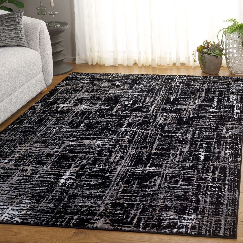 Safavieh Parker Area Rug - Modern Abstract Design With Timeless Elegance For Sophisticated Home Decor Black ,Ivory 60% Polyester,40% Jute Prk100z-6