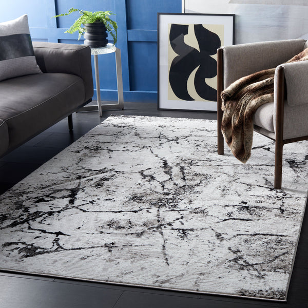 Safavieh Parker Modern Area Rug - Abstract Black, Grey & Ivory Design, 5'3" X 7'6", Luxurious & Durable Black ,Grey Ivory 60% Polyester,40% Jute Prk102z-5